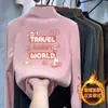 Y2118# Camiseta com Forro de Fleece Masculina, Feminina e Infantil Outono e Inverno com Camiseta Gola Semialta Manga Longa para Crianças de Meia-idade e Grandes Top Espessado