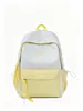 Mochila transfronteriza estilo fresco femenino estudiante universitario femenino estudiante de secundaria preparatoria mochila escolar bloques de color estilo académico gran capacidad doble hombro