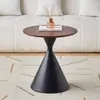 Mesa de Centro Estilo Crema Acero al Carbono Hogar Normcore Sala de Estar Apartamento Pequeño Moderna Simple Redonda de Gama Alta Mesa Auxiliar Móvil