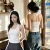 Top halter sexy de alta calidad, no transparente, con espalda descubierta, copas de látex y almohadillas de sujetador incorporadas, perfecto para el verano y versátil para cualquier atuendo