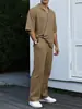 Conjunto de Dos Piezas de Pantalones Cortos de Color Sólido con Arrugas de Burbuja Casual para Hombre, Nuevo Estilo Europeo y Americano de Primavera y Verano, Ropa de Trabajo Transfronteriza, Drama Japonés