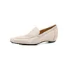 Zapatos de vestir planos minimalistas de piel de oveja para aumentar la altura 2026 otoño tacón medio punta cuadrada para ir al trabajo zapatos de cuero piel genuina corte profundo zapatos de mujer