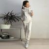 AliExpress transfronteiriço explosões outono e inverno femininas europeias e americanas novo moda fleece emblema de couro lazer esporte terno suéter