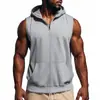 Chaleco con Cremallera sin Mangas Holgado Transpirable con Bolsillo de Verano Transfronterizo Estilo Americano para Entrenamiento Deportivo Fitness para Hombres 2026
