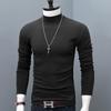 Playera de Media Cuello Alto Cálida con Forro Polar para Hombre Otoño e Invierno Terciopelo de Doble Cara Camiseta Base Ins Versátil Top de Manga Larga Ajustado