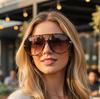 Moda Europea y Americana Nuevas Gafas de Sol Aviador de Doble Puente Retro Trendy Espejo Sapo Elegantes Versátiles Gafas de Sol para Fotografía Callejera