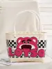 Bolsa Tecida Desenho Animado Fofo Xadrez Pequeno Fresco Bolsa Plástica Tecida DIY Cesta de Legumes Bolsa Venda por Atacado em Estoque