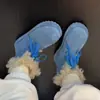 Botas de Nieve para Mujer Azul Dopamina con Cordones Suela Gruesa Forro de Felpa Cuero Mate Zapatos de Algodón Invierno Forro de Felpa Antideslizante 2026 Felpa Gruesa