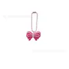 Estilo Femenino Rosa Cadena de Cuentas de Corazón de PVC Encanto Llavero de Estrella con Lazo Accesorio para Bolso Colgante Pequeño Regalo