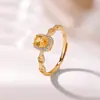 Anillo Yilu Plata S925 plata de ley chapado en oro cristal amarillo, forma cuadrada geométrica, único, moderno, simple, exquisito anillo abierto