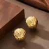 Moda Transfronteriza Personalidad Exquisita Estilo Minimalista Textura Arrugada Pendientes Metálicos Esféricos Lujo Ligero Pendientes Simples de Gama Alta