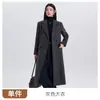 Abrigo de lana cruzado para mujer, nuevo estilo de invierno, alta gama, venta al por mayor transfronteriza, abrigo de lana de longitud media adelgazante, moderno