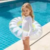 Aro de Natação Transparente com Lantejoulas de Margarida da Moda, Boia Inflável Espessada para Adultos e Crianças, Aro para Brincadeiras Aquáticas na Praia e Piscina