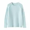 Suéter de Cashmere Feminino 100% Cashmere Puro Nova Moda Mais Fácil de Combinar Cor Sólida Gola Redonda Pulôver Tricotado Camada Base Suéter Quente