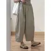 Pantalones Vintage de Pierna Ancha de Nueve Puntos para Mujer, Primavera y Verano, Pantalones Balloon Sueltos de Tallas Grandes, Pantalones Finos de Abuela, Pantalones Harem Casuales