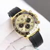 Reloj Mecánico Automático Daytona de Tres Ojos y Seis Manecillas para Hombre con Correa de Acero, Reloj Multifuncional con Correa de Caucho, Daytona Panda Luminoso