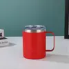 Caneca transfronteiriça de 12oz com alça, aço inoxidável 304, copo de escritório isolado, portátil com tampa, caneca de cerveja para exterior