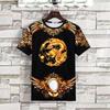 Camisa Masculina de Verão Casual Esportiva Roupa de Verão Solta Seda de Gelo Fina Moderna Combinando Bonita Moderna Individualidade Estampada