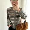 Cárdigan suéter chaqueta de punto jacquard Fair Isle retro romántico estilo coreano con cuello redondo y manga regular para mujer, adecuado para usar en capas