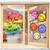 Pegatinas de moda para escaparates, calcomanías de caritas sonrientes, pegatinas electrostáticas para tiendas de ropa y salones de belleza, decoraciones creativas para ventanas