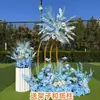 Novo estilo casamento grande estilo arranjo de chão flor simulação flor de seda produto acabado decoração arranjo de flor de eucalipto guia de caminho de palco T arte floral de casamento