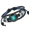 Pulsera Europea y Americana de las Doce Constelaciones Tejida a Mano con Cuentas Vintage de Cuero Vacuno Pulsera de Constelaciones Suministro Transfronterizo Joyería