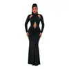 C7877 Cruz 2026 Nueva Ropa para Mujer Europea y Americana Hueca Ajustada a la Cadera Alta Calidad Adelgazante Elegante Temperamento Vestido de Cola de Pez