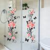 Comercio exterior pintado rosa rosa mariposa ventana de vidrio embellecimiento del hogar decoración electrostática uv pegatinas para ventanas al por mayor