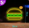 Luz de Neón LED Hamburguesa de Amazon Decoración de Pared Personalizada para Cafetería Luz Ambiental Restaurante Papas Fritas Hot Dog Luz LED