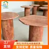 Mesa de Negociação Redonda em Coluna de Travertino Vermelho Escritório de Vendas Mesa Lateral Wabi-sabi Celebridade da Internet Móveis Suaves para B&B Mesa Lateral de Pedra Atacado de Fábrica