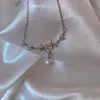 Collar de perlas para mujer, diseño de nicho de lujo ligero, cadena para la clavícula de temperamento de alta calidad, cadena de suéter de moda versátil, joyería exquisita