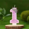 Coroa Rosa Brilhante e Branca de Princesa Velas Criativas de Números Velas para Bolo de Aniversário Venda Quente Transfronteiriça Decorações de Velas para Festa