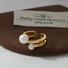 Nuevo Producto 2025, Anillo Exagerado Ancho para Dedo Índice Estilo Europeo y Americano de Segunda Mano, Anillo de Perla Natural de Alta Gama, Anillo Versátil para Dedo Índice