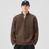 Masculino Outono e Inverno Novo Estilo Tricô com Meio Zíper Solto Gola Alta Camada Base Casual Suéter Quente Roupa Masculina Atacado