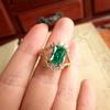 Suspiros de Diosa Imitación Anillo de Esmeralda Zambiana Natural Anillo de Princesa de Diamante Cuadrado Verde de 4 Quilates