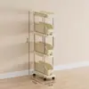 Estante de almacenamiento para espacios estrechos de cocina, gabinete de extracción lateral de piso multicapa para refrigerador, estante de almacenamiento para espacios extremadamente estrechos, carrito pequeño multicapa