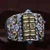 Anillo de Seis Caracteres de Palabras Verdaderas para Hombre Personalidad Trendy Retro Anillo Individual Giratorio Retro Anillo de Personalidad Tendencia