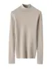 Camiseta Base de Punto de Cachemira para Mujer, Ajuste Delgado, Color Sólido, Suave y Amigable con la Piel, Top con Cuello Semi Alto, Nuevo Estilo Otoño e Invierno