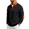 2026 Otoño/Invierno Nuevo Cross Americano para Hombre Forro Polar Pesado Bloque de Color Holgado Cuello Alto Cremallera Casual para el Trabajo