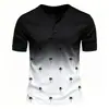 Camiseta casual masculina de manga curta, estilo europeu e americano, com botões, gola redonda, moda, top moderno e respirável