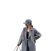 Estilo de Celebridad Longitud Media Por Encima de la Rodilla Hecho a Mano Alta Definición Cuello de Solapa Traje Abrigo Casual Abrigo de Lana Doble Cara para Mujer