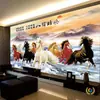 Producto Terminado de Bordado de Punto de Cruz Hecho Completamente a Mano: Ocho Caballos Galopando - Símbolo de Éxito, Imagen de Ocho Caballos para Arte de Pared de Sala de Estar, Disponible para la Venta con Marco, Ya Bordado