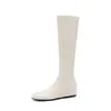 Versión adelgazante para las piernas~Botas adelgazantes de estilo francés con 5 cm de aumento interno de altura, lujo ligero y elegantes, en la serie de colores Maillard, botas largas suaves elásticas para mujer