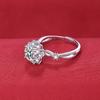 Anillo de flor con núcleo rico de moissanita de imitación de explosión viva para mujer, flor de lujo de alta gama, anillo de boca viva de 1 quilate