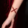 Pegatinas de tatuaje de Halloween para la cara, impermeables, pegatinas de cara de terror, manchas de sangre de heridas realistas, cicatrices, cicatrices de cuchillo, pegatinas de maquillaje con patrón