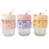 Taza Doble para Beber Simple, Taza de Vidrio Transparente, Taza Linda de Paja Anti-quemaduras de Aspecto Elevado, Taza de Agua con Pulsera de Perlas y Letra al por Mayor