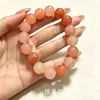 Pulsera de Jade Aventurina Natural, Pulsera de Flor de Durazno Rosa, Pulsera de Cuentas Redondas de un Solo Círculo, Pulsera de Jade Verde Tianshan para Hombres y Mujeres