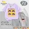 Roupa de Detetive Bunda Camiseta Infantil Verão Novo Estilo Meninos e Meninas Tamanhos Pequenos e Médios Roupa de Shorts Manga Curta Estilo Ocidental Algodão Puro