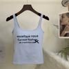 0420 # Estilo Nuevo Primavera y Verano Ropa Exterior de Verano Top Interior Dulce Chica Caliente Camisola con Lazo Estampado de Letras para Mujer