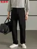 Calça de terno de mistura de lã Hengyuanxiang, calça casual masculina, nova coleção outono 2026, cintura média a alta, perna reta, calça de terno masculina